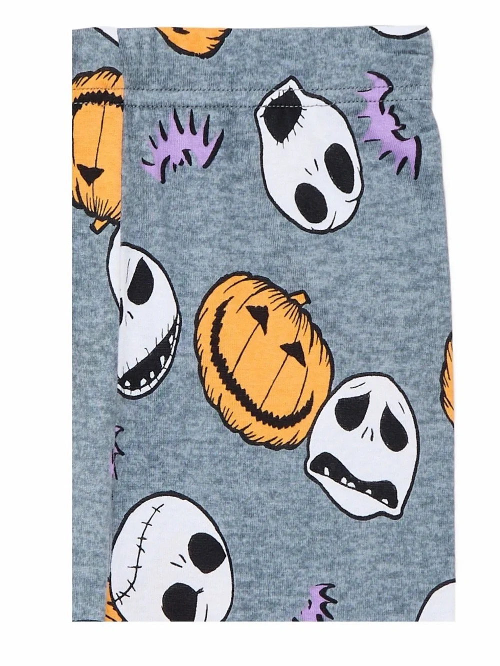 Disney Gray Halloween Pajama Set with Orange Pumpkins & White Skulls